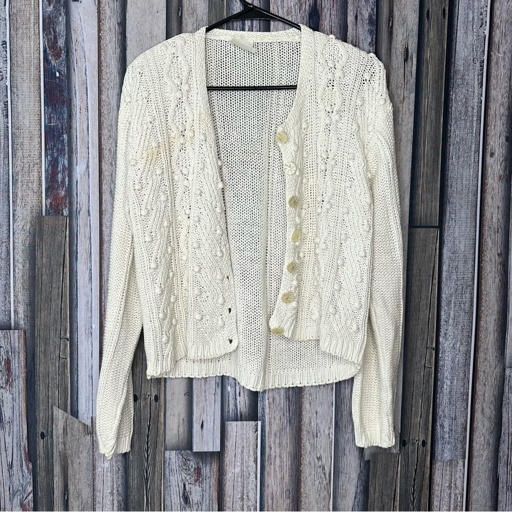 Beldoch Popper Vintage Women's Cream Cardigan Sweater Large